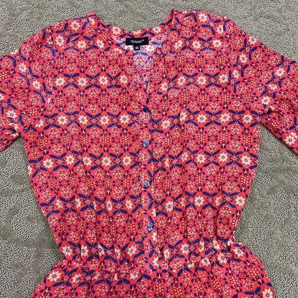 Tolani Women’s XS Silk Romper and Swim Coverup; 4 front Buttons - Picture 4 of 11